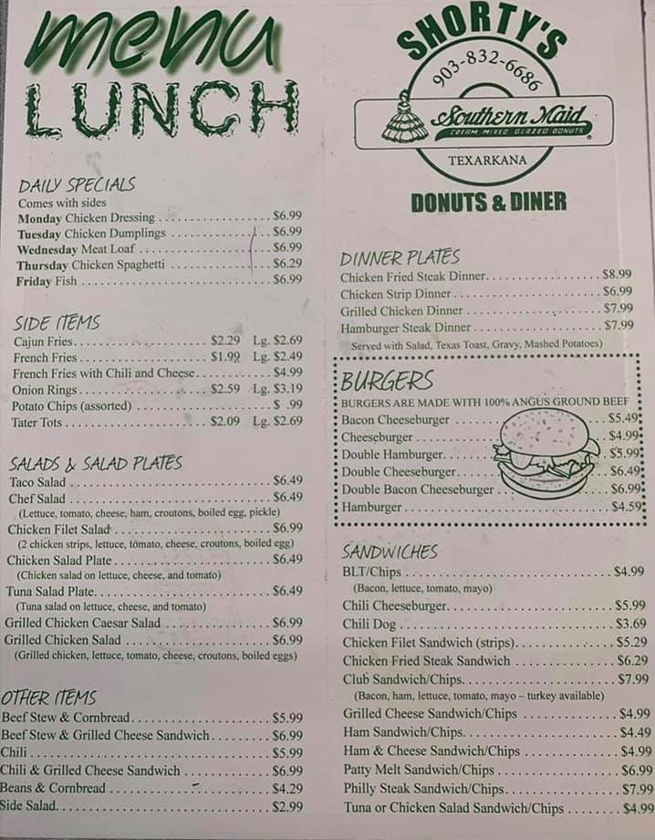 Lunch Menu Shorty's Donuts